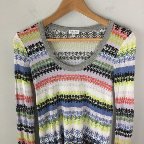 Splendid Thermal patterned long sleeve scoop neck fair isle thermal - Picture 7 of 8